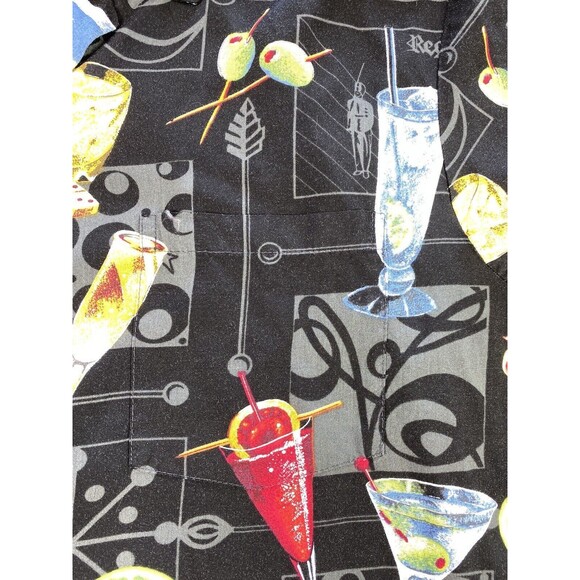 Vintage Paradise Found Hawaiian Shirt Mens L Cocktails Martini Button Up Casual - Picture 5 of 9